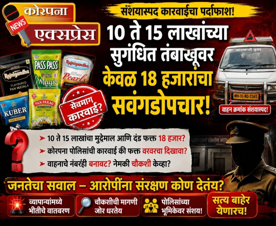 सुगंधित तंबाखू कारवाईवर गंभीर प्रश्नचिन्ह!
