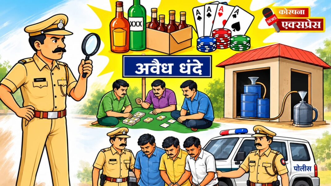 पोलीस स्टेशन कोरपनात धडक कारवाई! पोलीस निरीक्षक विनोद रहांगडाले यांच्या पदभार स्वीकारताच अवैध धंद्यांना बसला लगाम